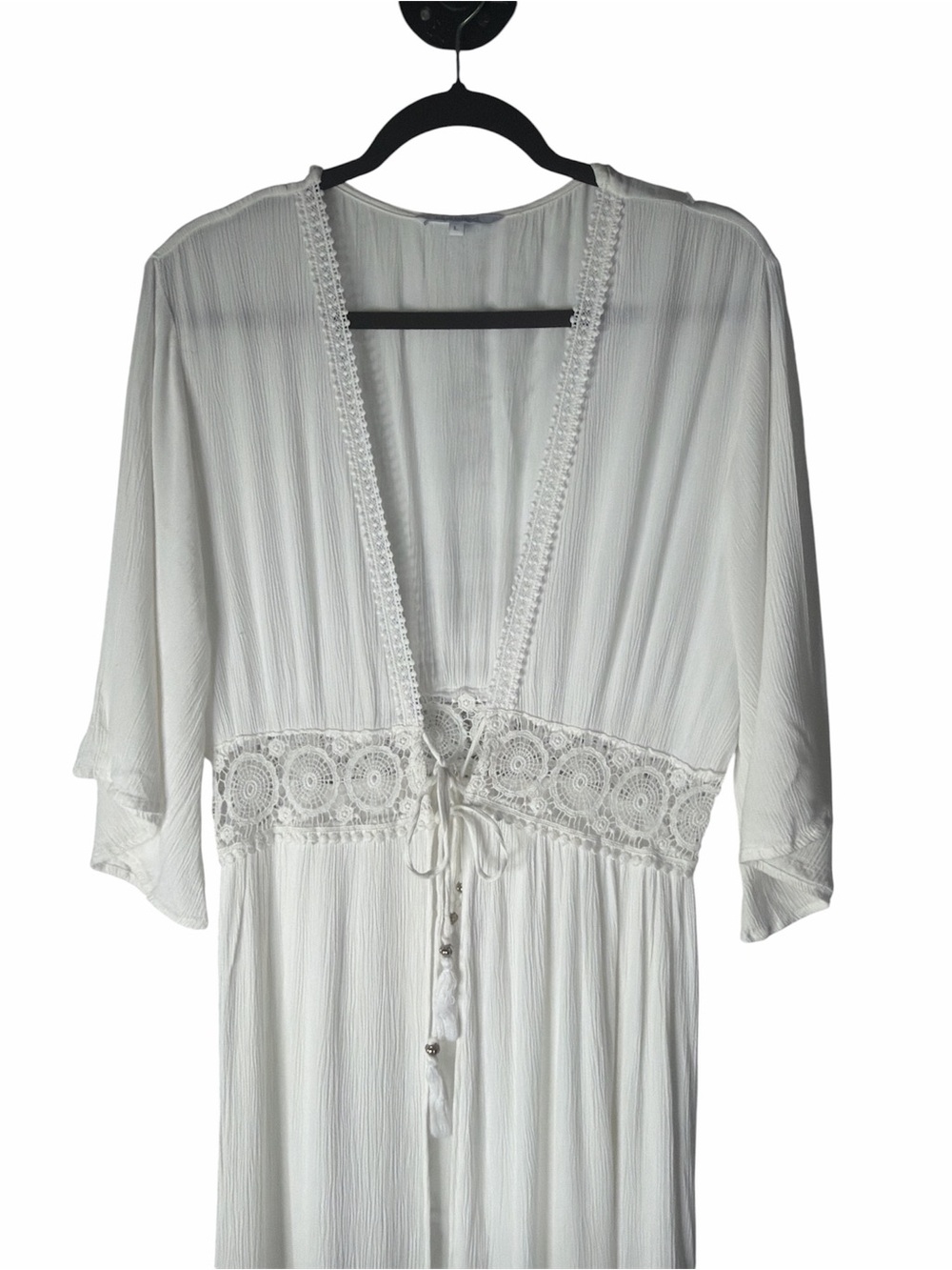blue island White Lace-Trim Maxi Swim Coverup - Picture 2 of 4
